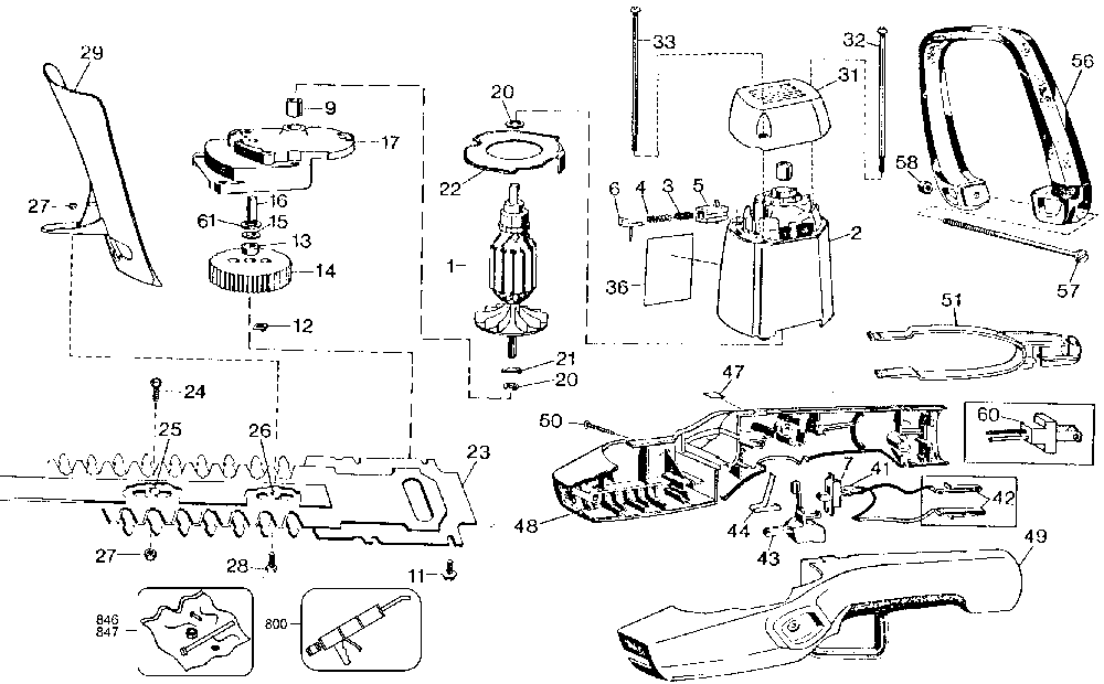 Exploded Diagram A Diagram and Parts List for 8144-04 Type 6 Black and Decker Hedge Trimmer